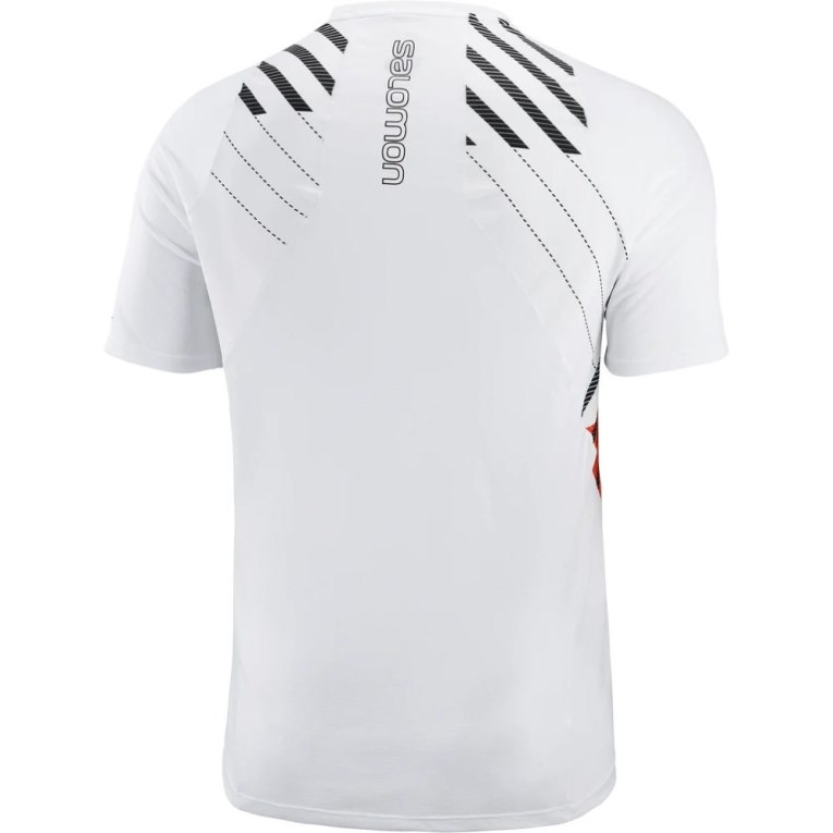 Camiseta Salomon Sense Aero Curta Sleeve Masculino Branco Vermelhas | PT V12590